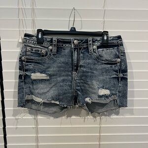 Miss Me Denim Distressed Blue Jean Shorts